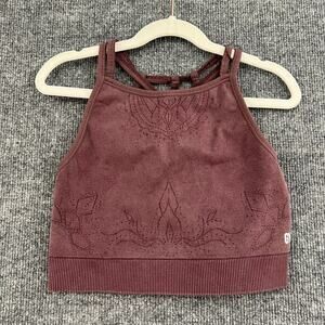 Gymshark Sports Bra Womens Small Burgundy Halter Strappy Athletic Workout